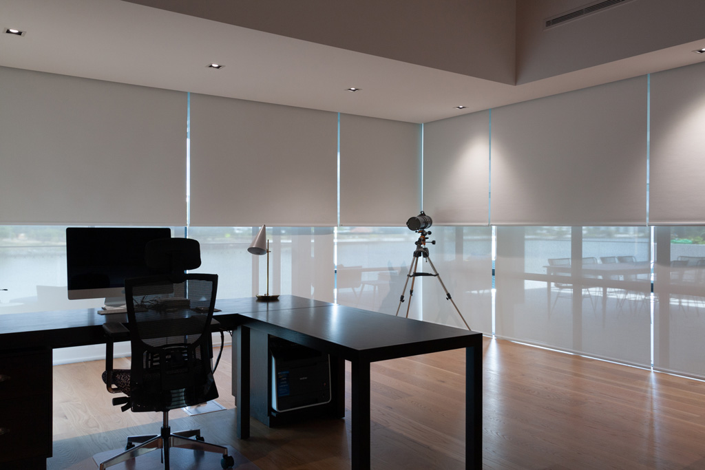 Twin Roller Blinds Office, Office Brisbane River Precinct – Brisbane